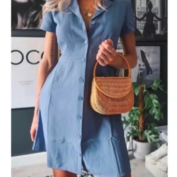 Everlane Blue Collar Summer dress - Picture 7 of 7